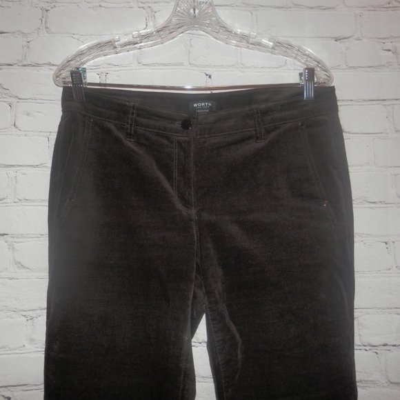 Worth Pants Small Brown Velour Straight Stretch - Picture 2 of 5